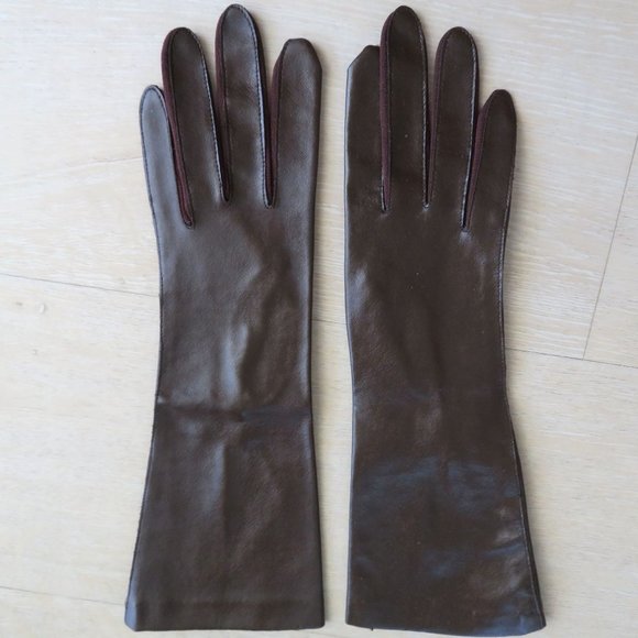 Vintage Mid-Arm Brown Gloves Ladies Small 100% Nylon Made in Japan NEW - Picture 6 of 9